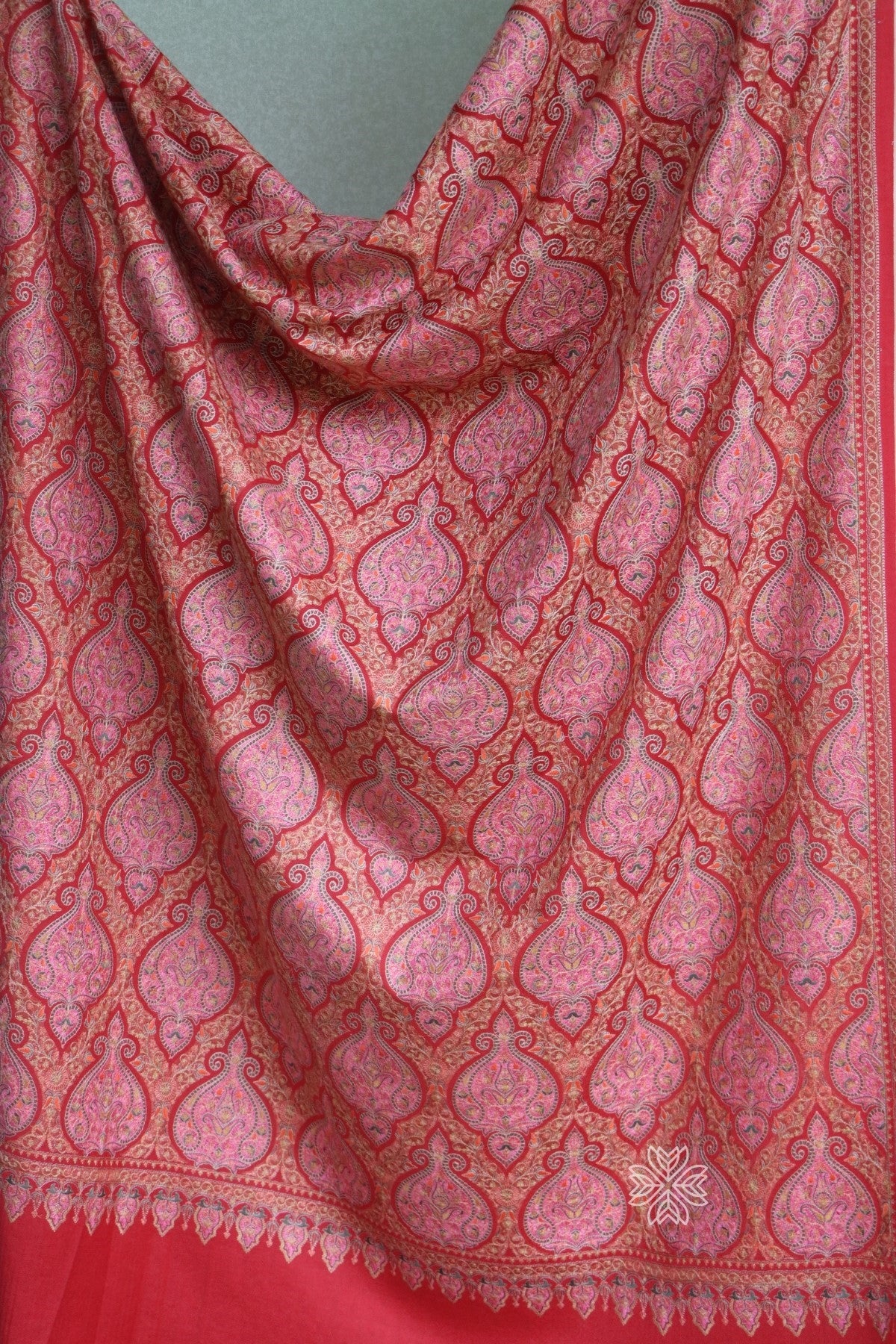 Maroon Sozni Jamawar Fine Wool Shawl