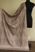 Beige Sozni Jaal Fine Wool Shawl