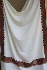 Off White Sozni Fine Wool Shawl