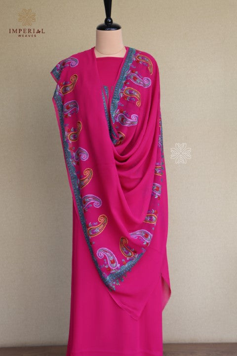 Fuchsia Pink Kashmiri Sozni Aari Hand Embroidered Suit