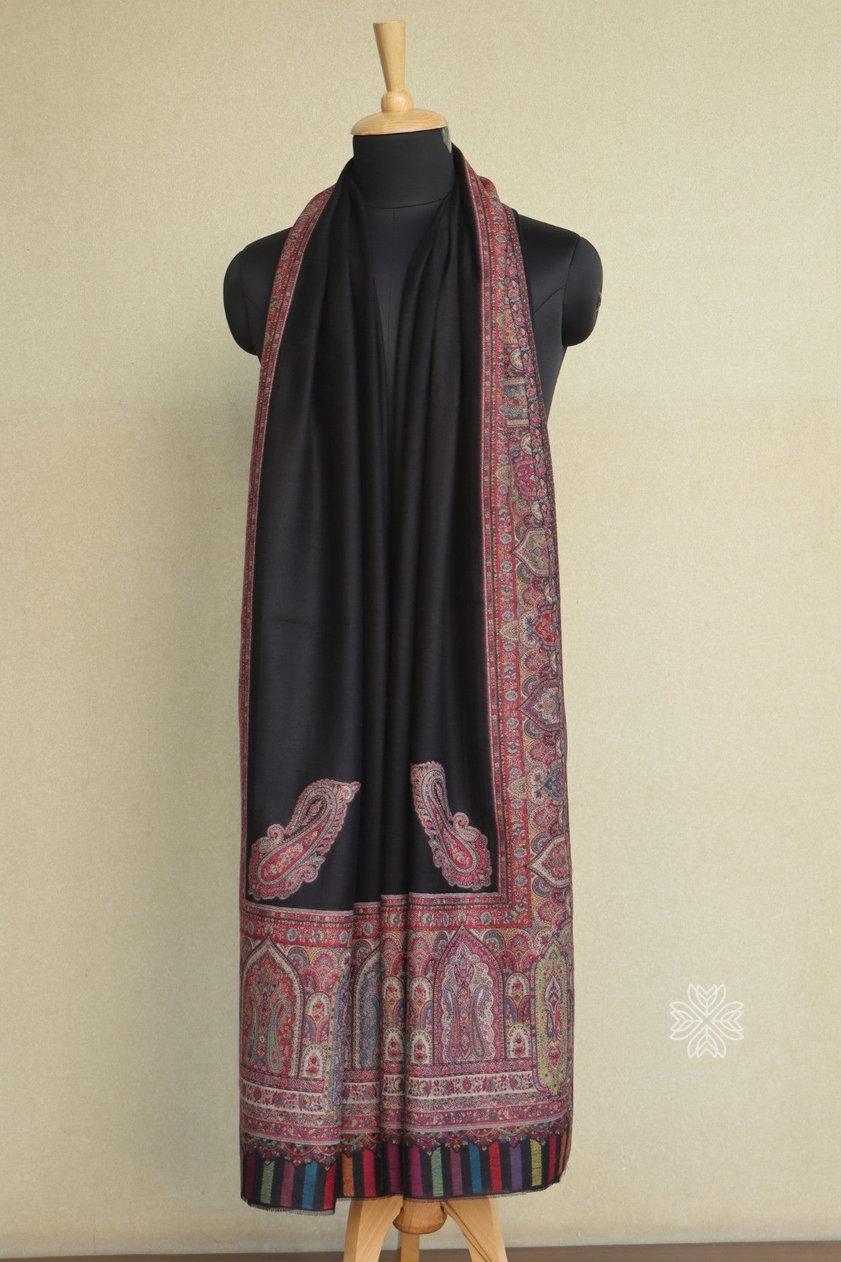 Black Men Fine Wool Jamawar Border Shawl