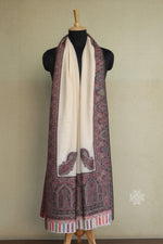 Off White Men Fine Wool Jamawar Border Shawl