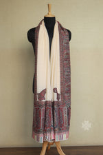 Off White Men Fine Wool Jamawar Border Shawl