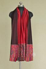 Red and Black Reversible Kani Fine Wool Shawl