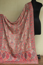 Beige Floral Kani Fine Wool Shawl