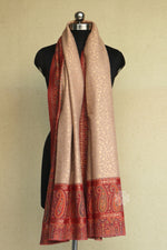 Beige Zari Kani Fine Wool Shawl
