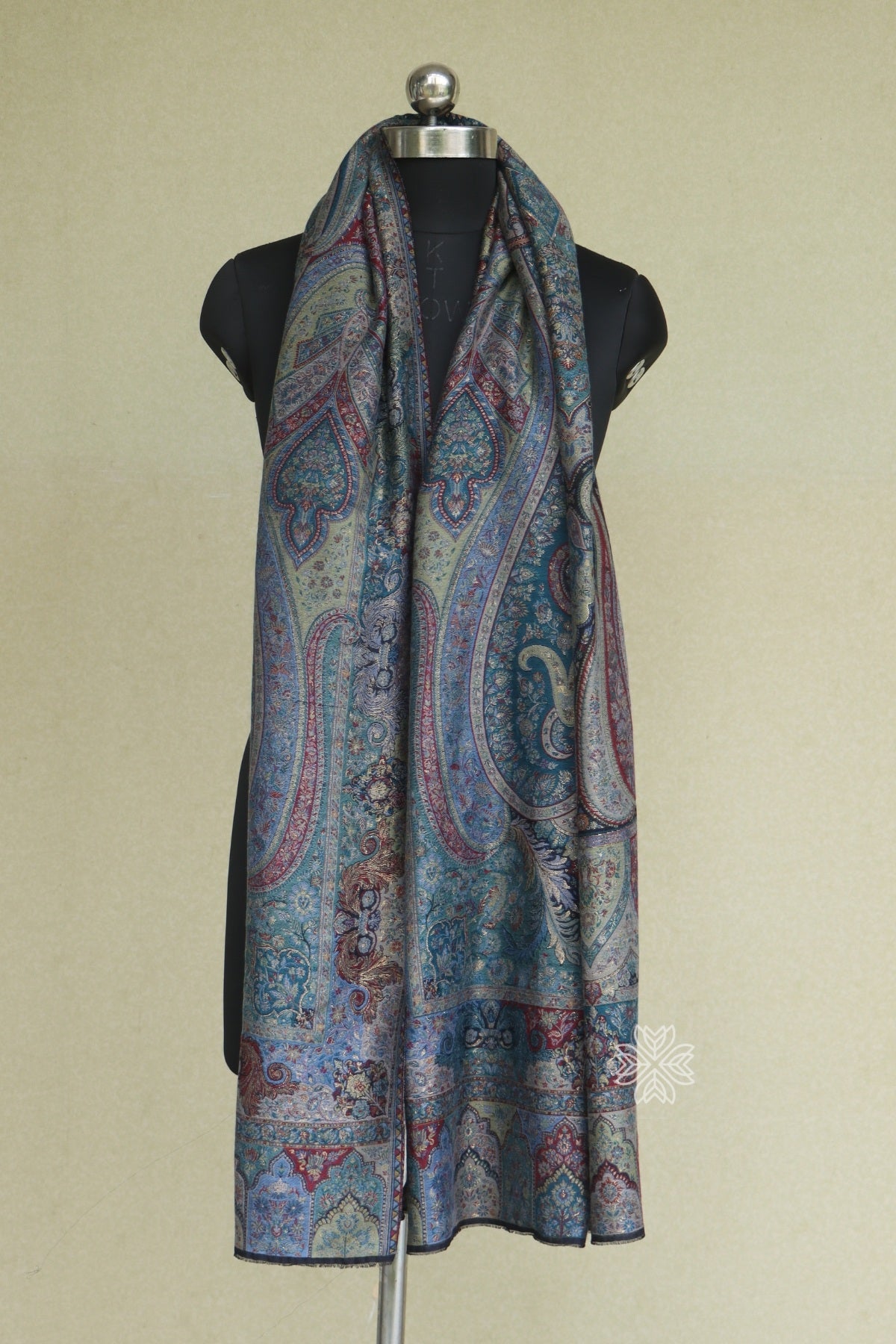 Grey Paisley Jamawar Shawl