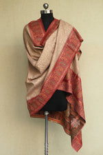 Beige Zari Kani Fine Wool Shawl
