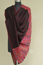 Red and Black Reversible Kani Fine Wool Shawl