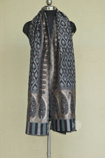 Black Kani Ikkat Fine Wool Shawl