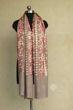 Beige Aari Embroidered Fine Wool Shawl