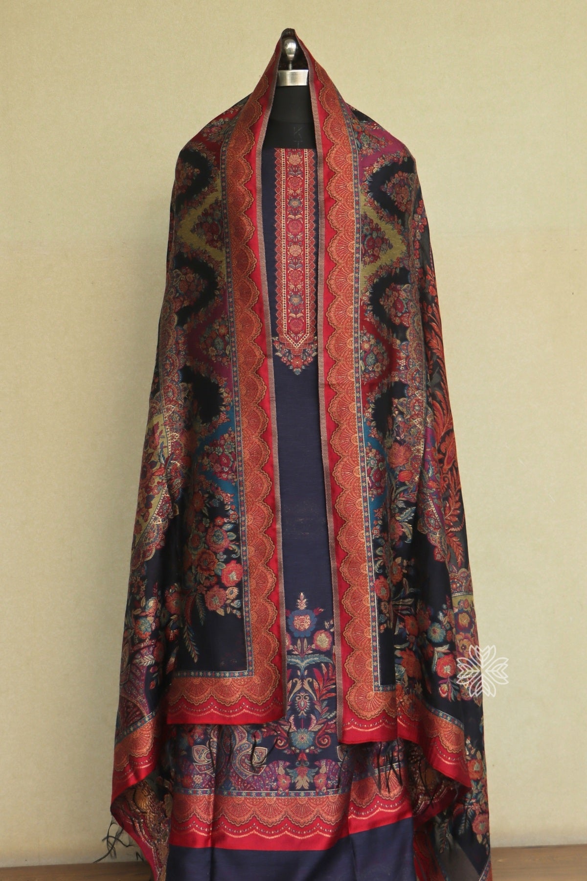 Navy Blue Kani Silk Suit