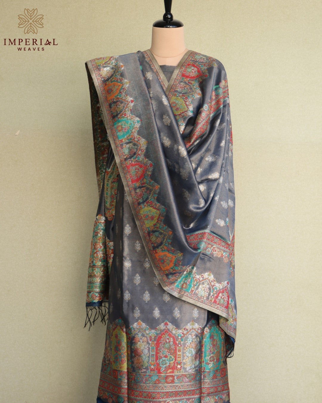 Blue Kani Tissue Silk Suit