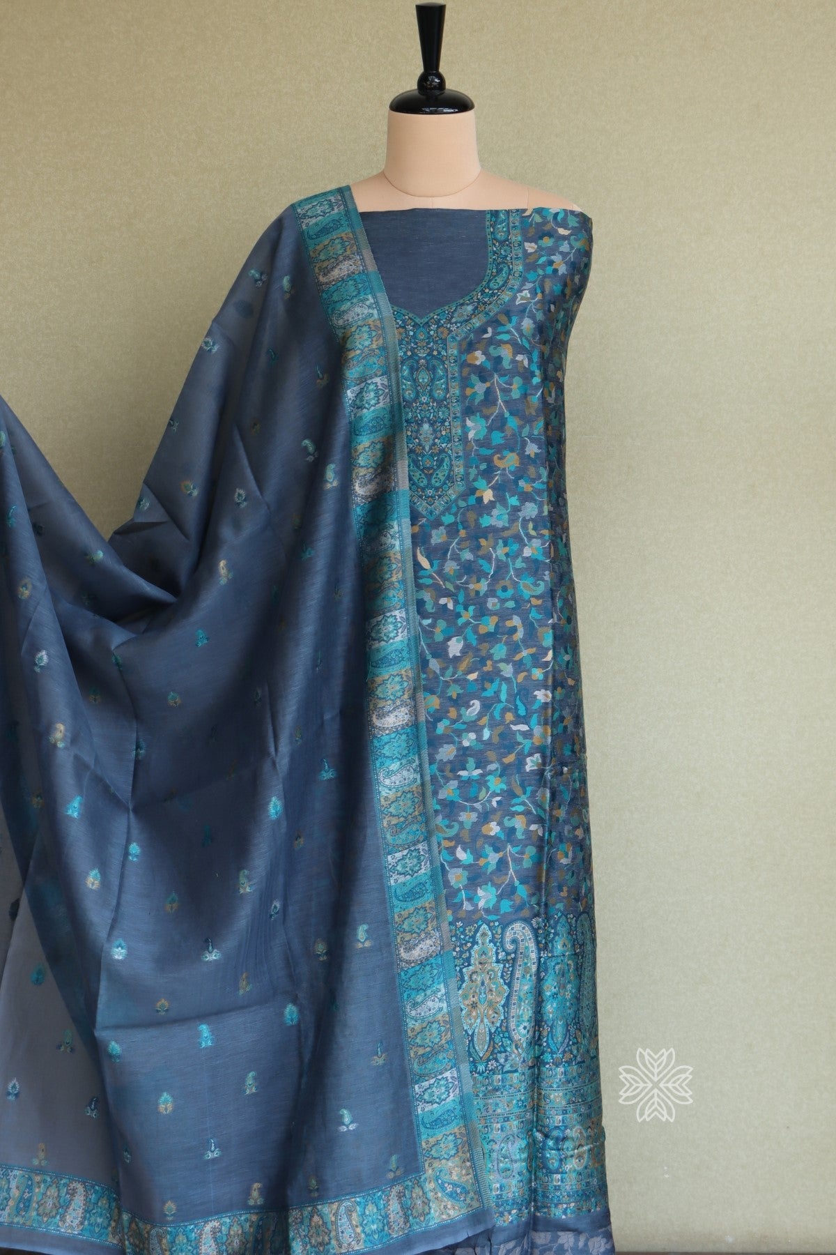 Grey Kani Chanderi Silk Suit