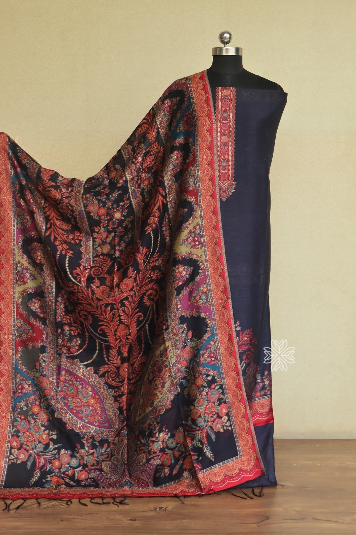 Navy Blue Kani Silk Suit