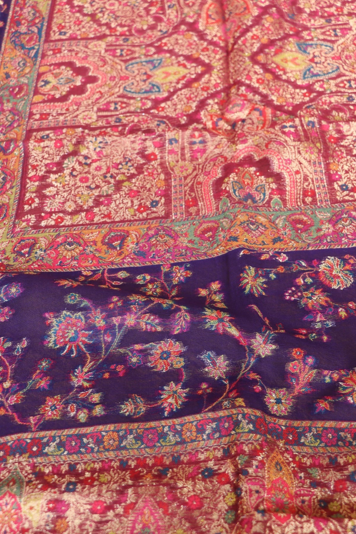 Purple Kani Silk Suit with Allover Dupatta