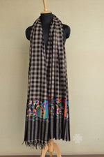 Black Check Kani Pashmina Shawl