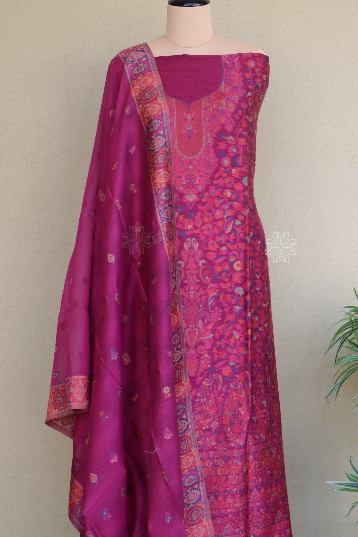 Wine Kani Chanderi Silk Suit