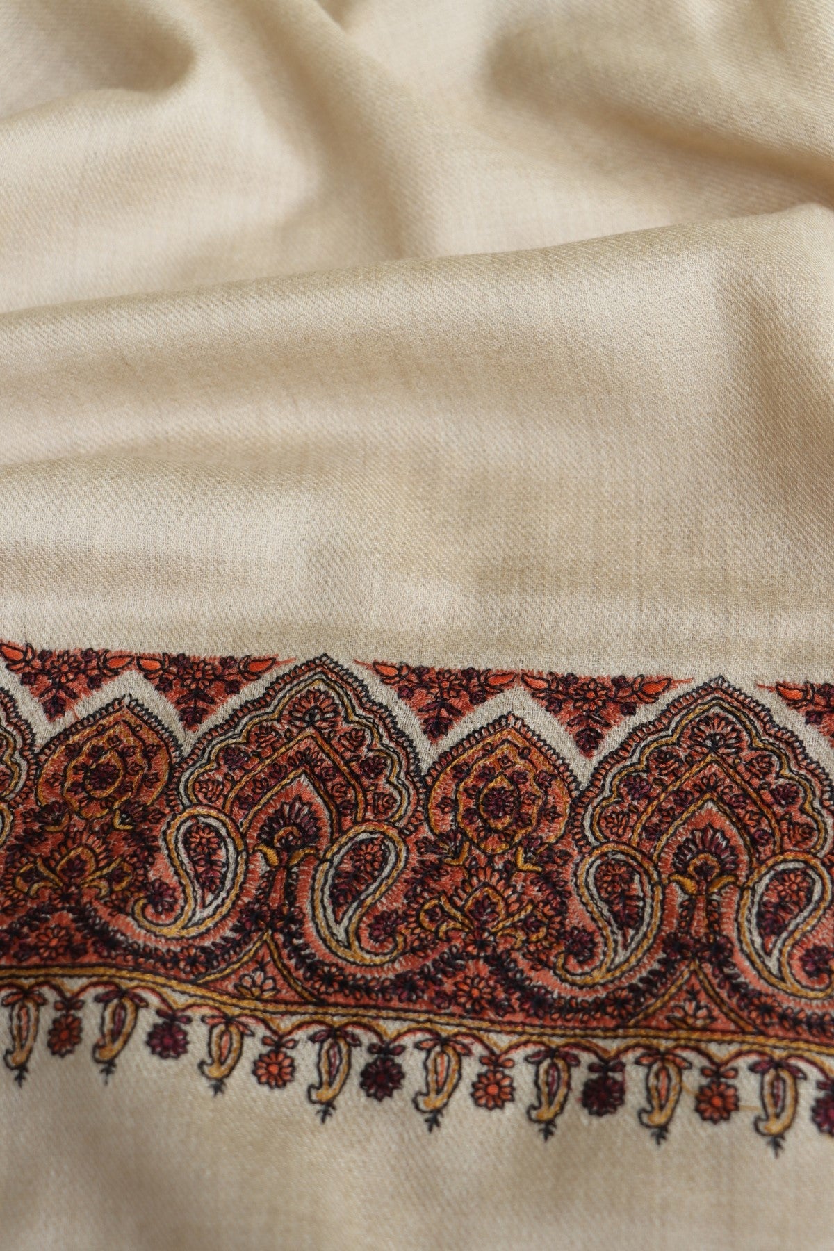 Beige Men's Fine Wool Sozni Shawl