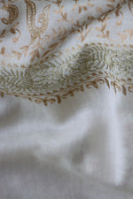 Off White Aari Jaal Fine Wool Shawl