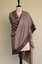 Brown Sozni Fine Wool Shawl