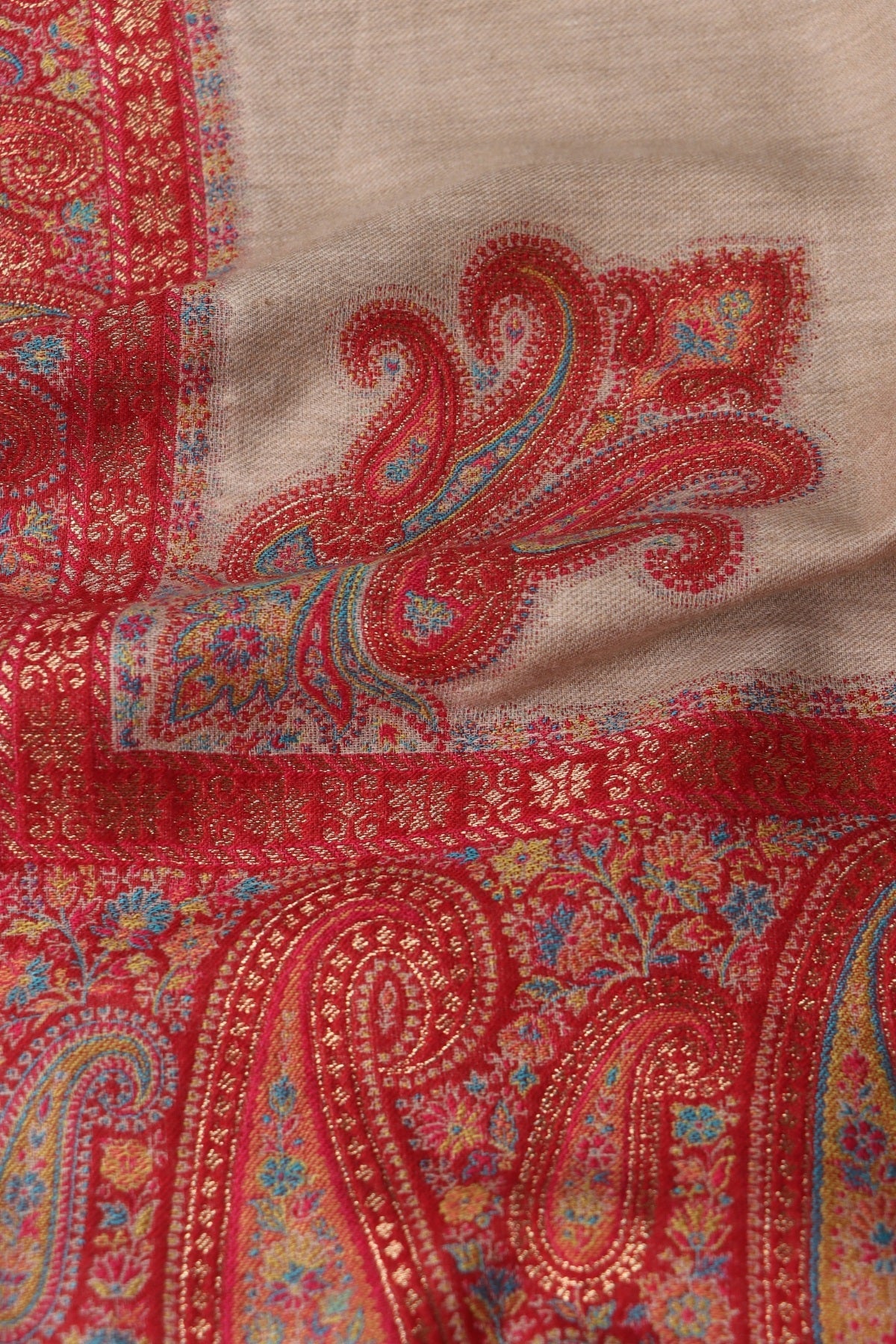 Beige Kani Fine Wool Shawl