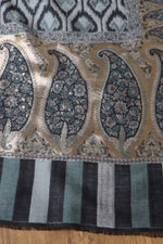 Black Kani Ikkat Fine Wool Shawl