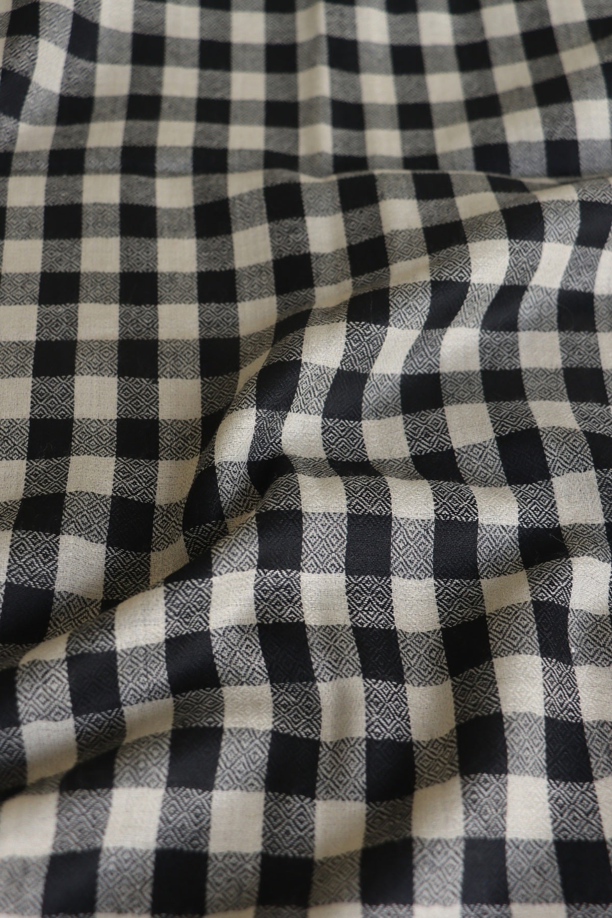 Black Check Aari Fine Wool Shawl