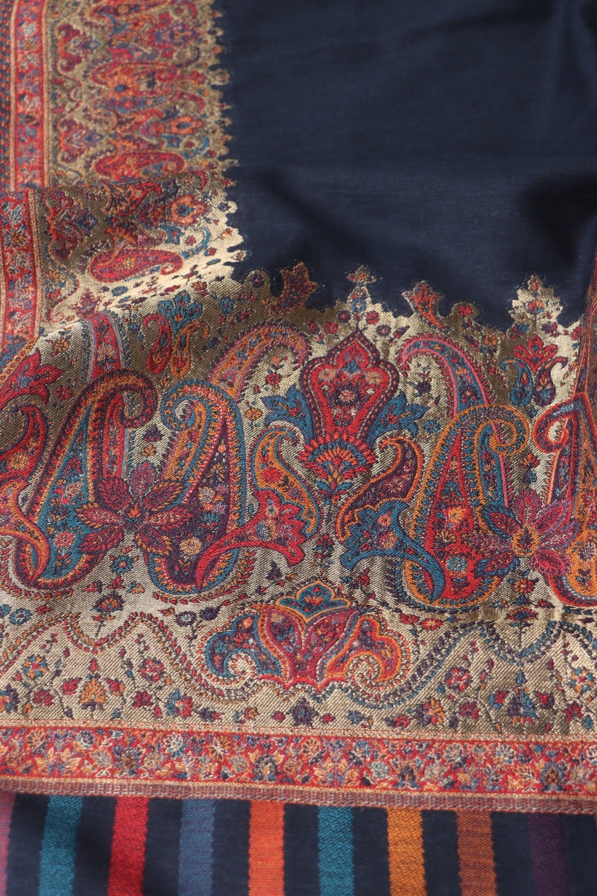 Navy Blue Kani Fine Wool Shawl