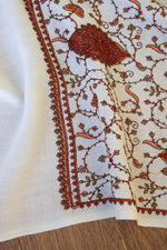 Off White Sozni Jaal Fine Wool Shawl