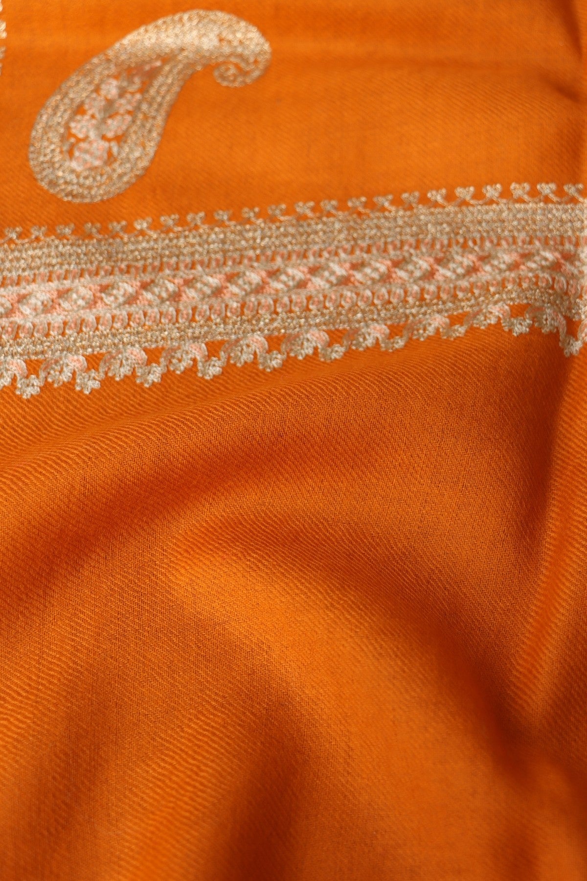 Orange Woollen Aari Stole