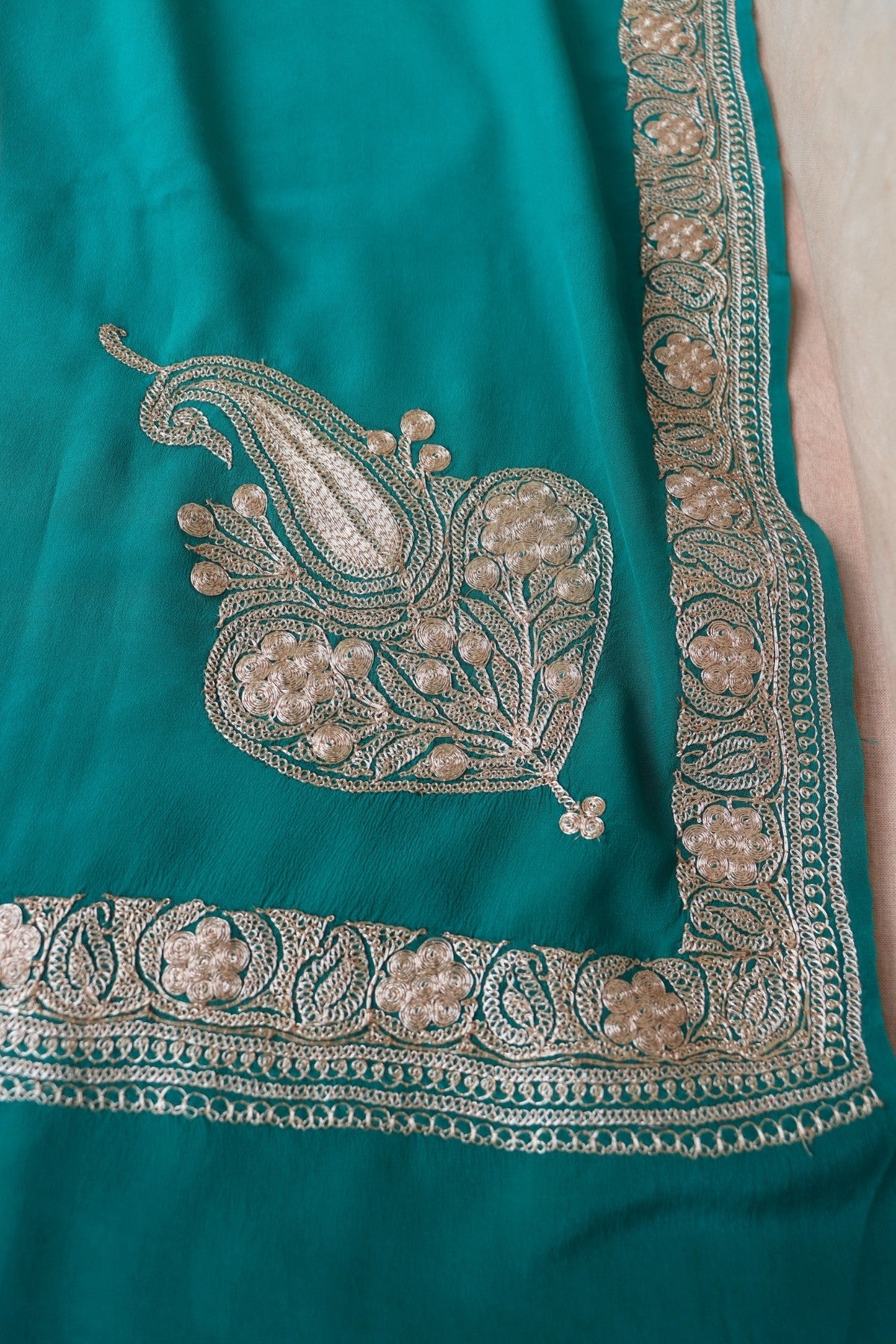 Saree with intricate gold embroidery