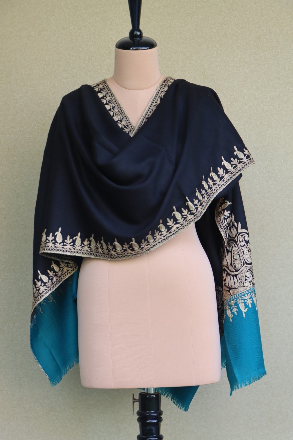 Kashmiri Black Tilla Shawl