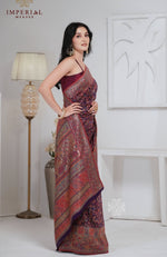 Purple Kani Kalamkari Silk Saree