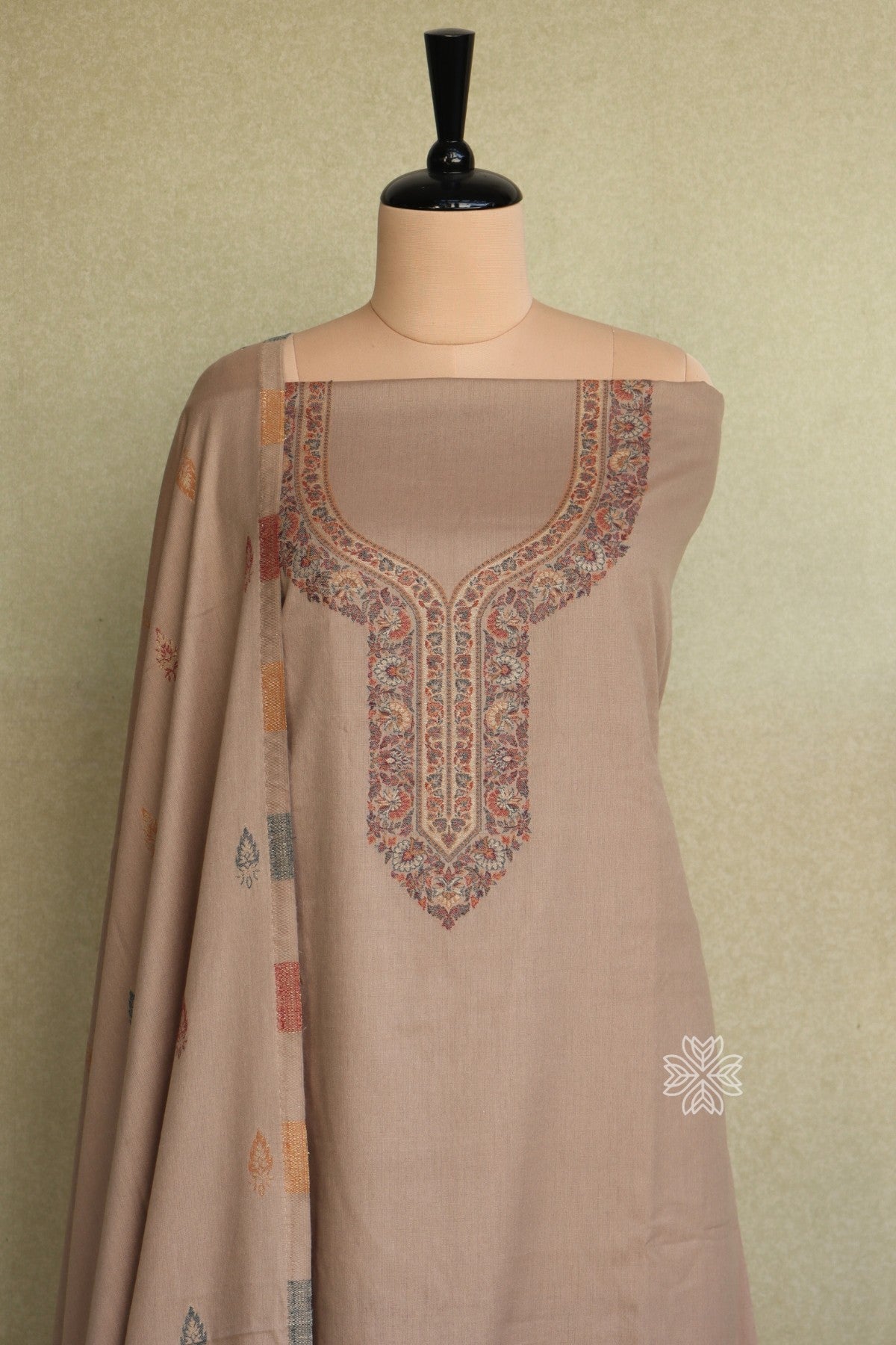 Beige Woolen Kashmiri Kani Suit | Winter Salwar Suit | Imperial Weaves Beige Woolen Kashmiri Kani Suit | Winter Salwar Suit | Imperial Weaves
