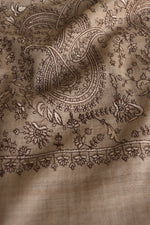 Beige Sozni Jaal Fine Wool Shawl