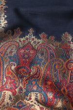 Navy Blue Kani Fine Wool Shawl