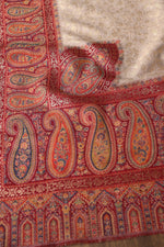 Beige Zari Kani Fine Wool Shawl