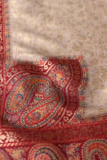 Beige Zari Kani Fine Wool Shawl