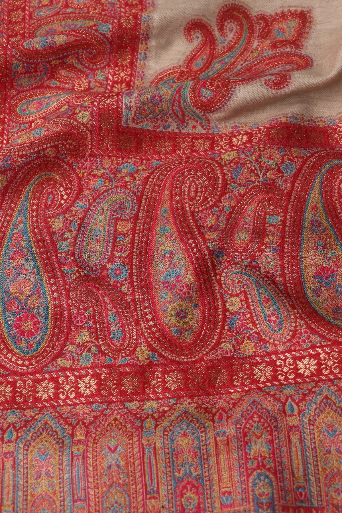 Beige Kani Fine Wool Shawl