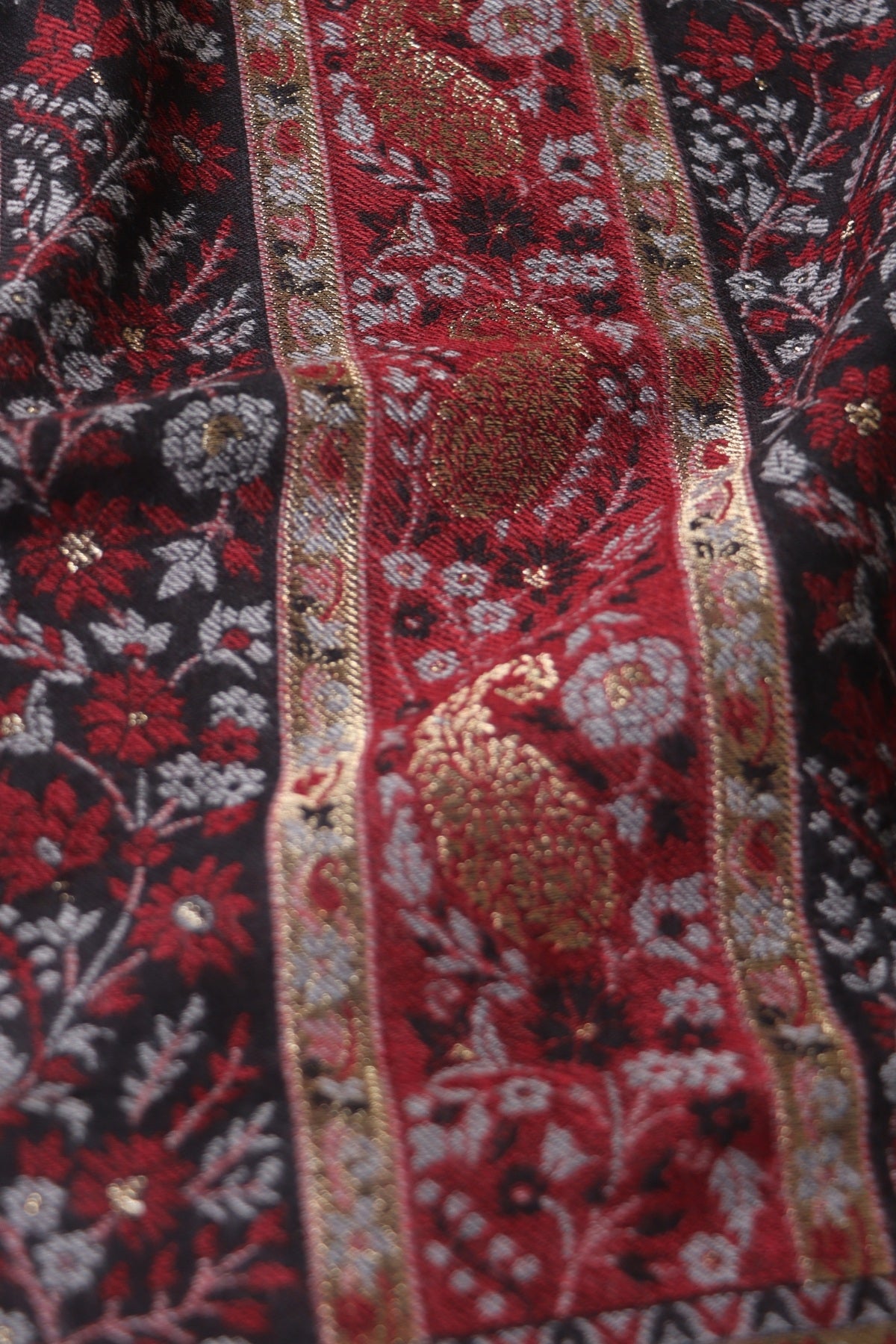 Black Striped Kani Fine Wool Shawl