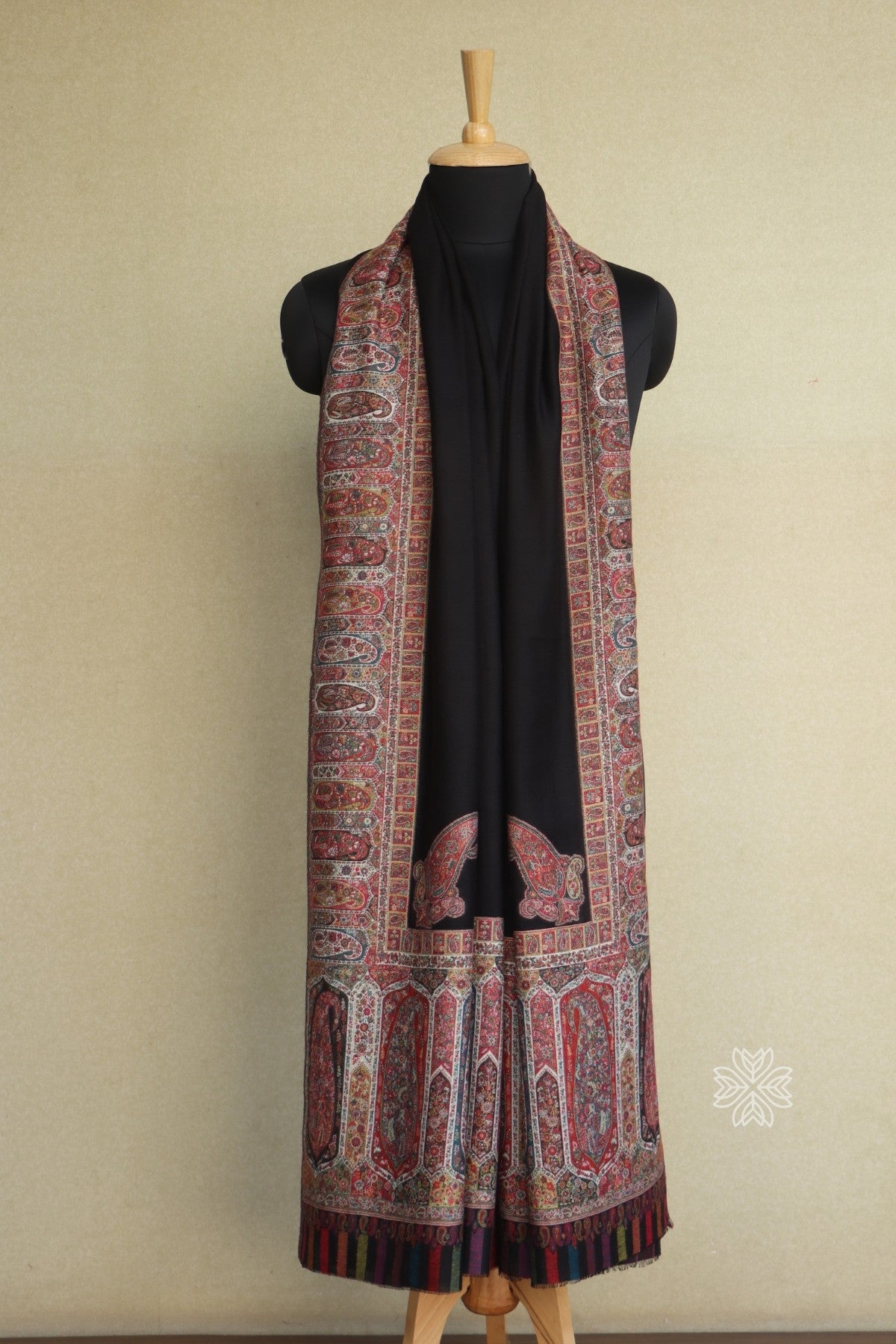 Black Men Fine Wool Jamawar Border Shawl