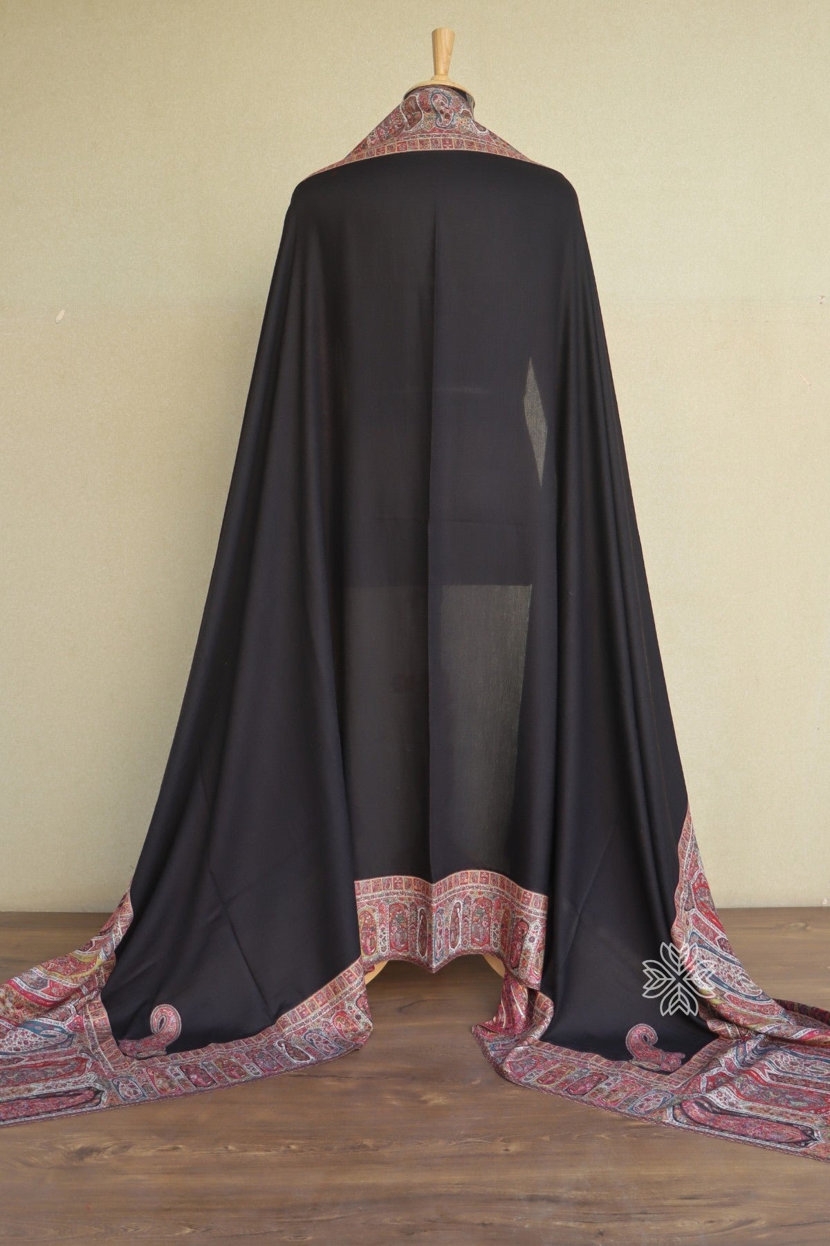 Black Men Fine Wool Jamawar Border Shawl