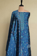 Blue Kani Organza Silk Suit