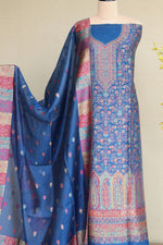 Ink Blue Kani Silk Linen Suit with Zari