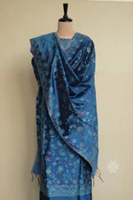 Blue Kani Organza Silk Suit