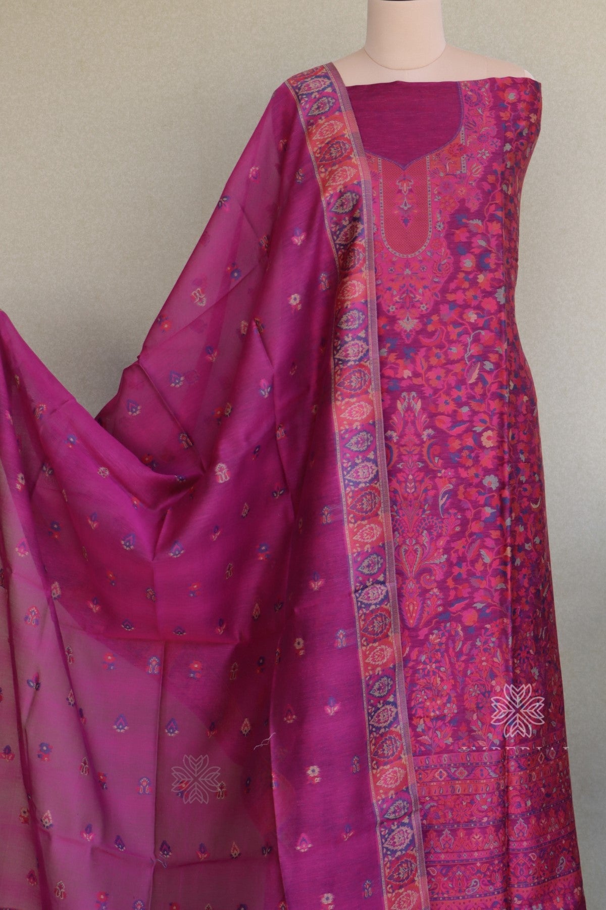 Wine Kani Chanderi Silk Suit