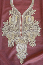 Maroon Fine Wool Zari Embroidered Unstitched Suit