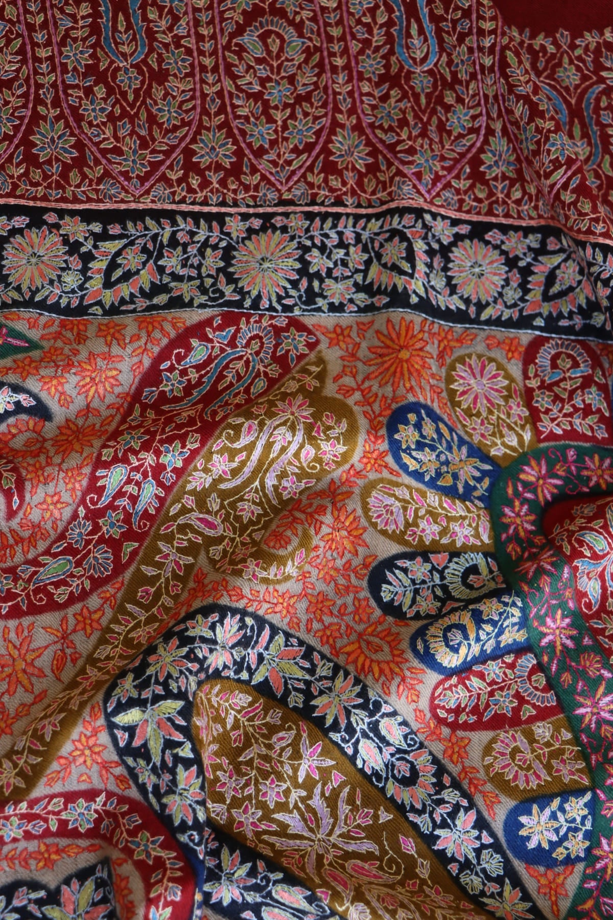 Maroon Kalamkari Pashmina Shawl - Main Image