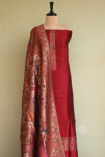 Maroon Kani Silk Suit with Tissue Silk Dupatta